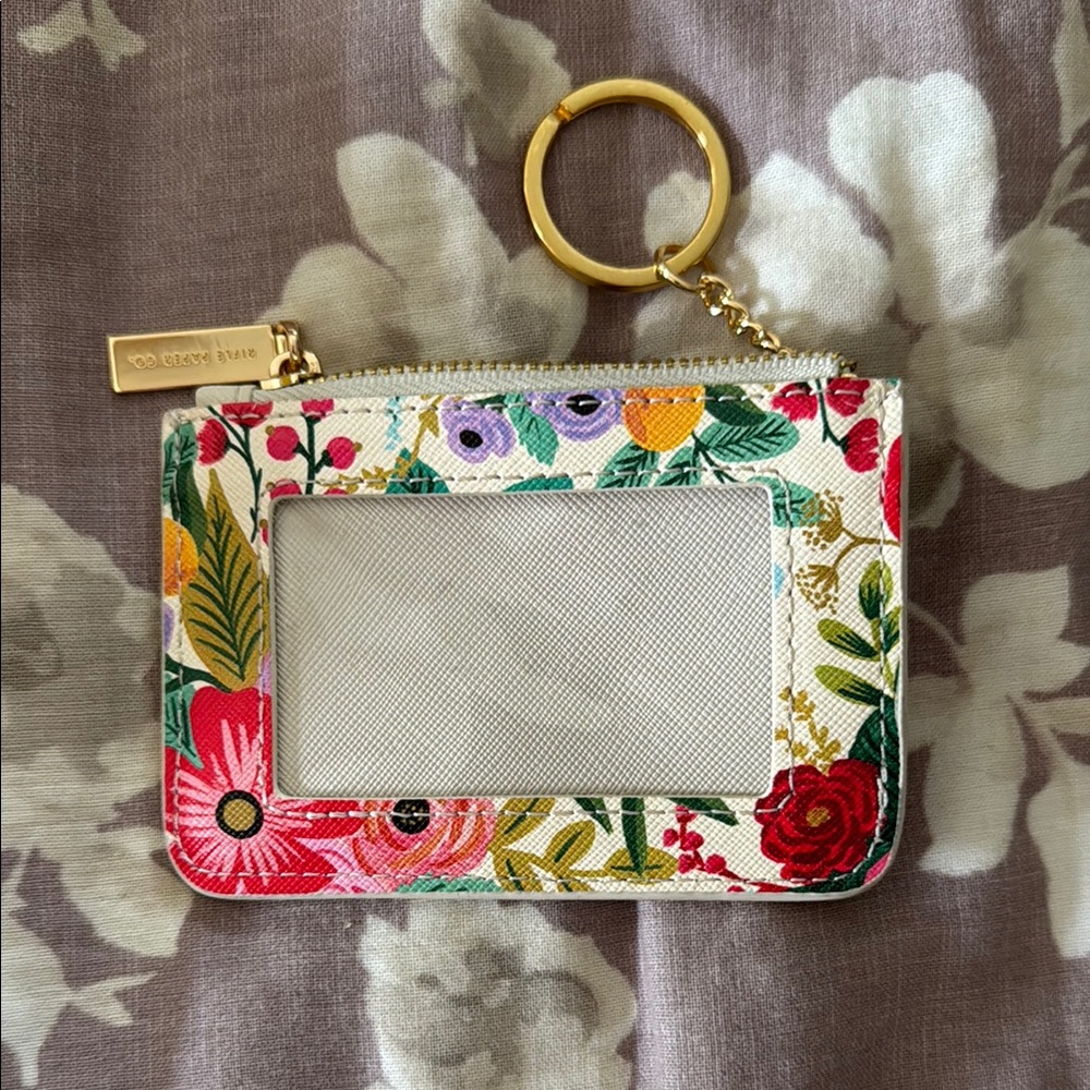 Rifle Paper Co. Vibrant Floral Card Holder with Gold Keyring